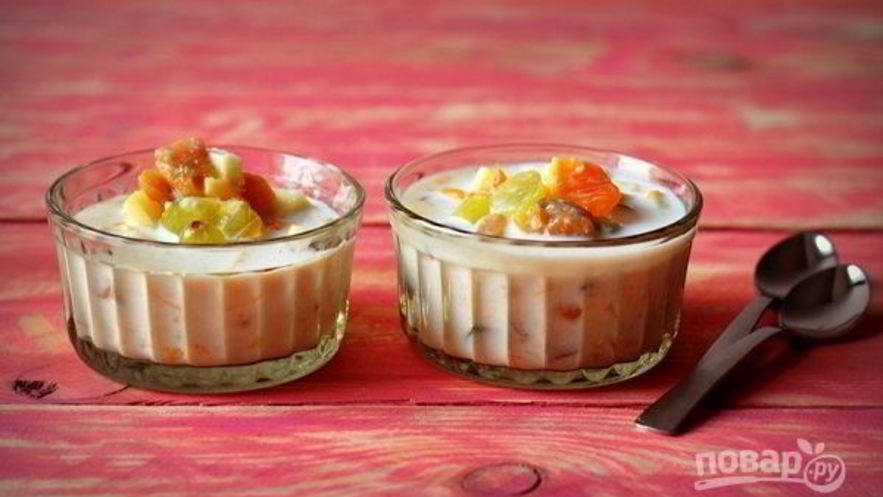 Рецепт десерта из фруктов и молока