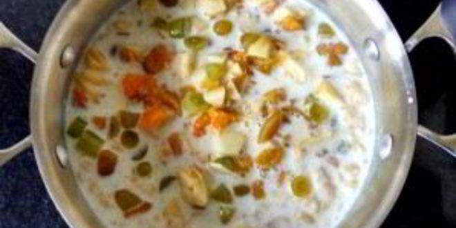 Рецепт десерта из фруктов и молока