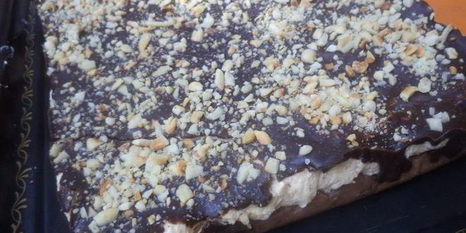 Рецепт арахисового десерта с карамельным кремом и шоколадной глазурью без выпечки