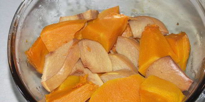 Рецепт крема-пюре из запеченых тыквы, айвы и яблока