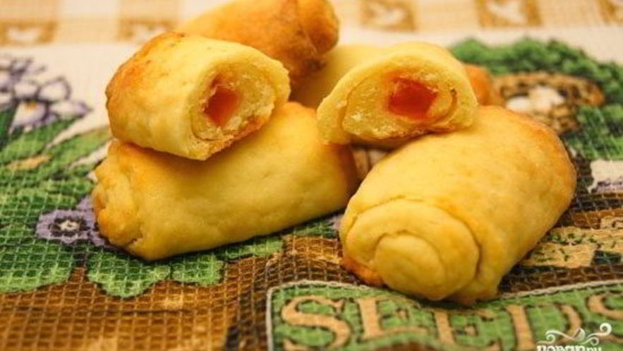 Рецепт творожных трубочек с мармеладом