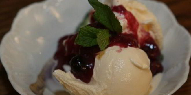 Рецепт мороженого из козьего йогурта с ягодным соусом