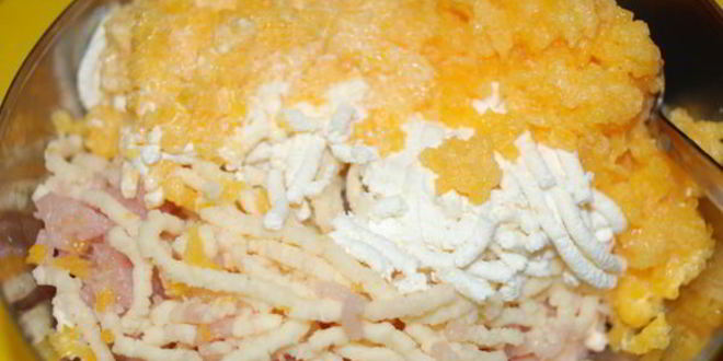 Рецепт куриного суфле с тыквой, сыром и творогом