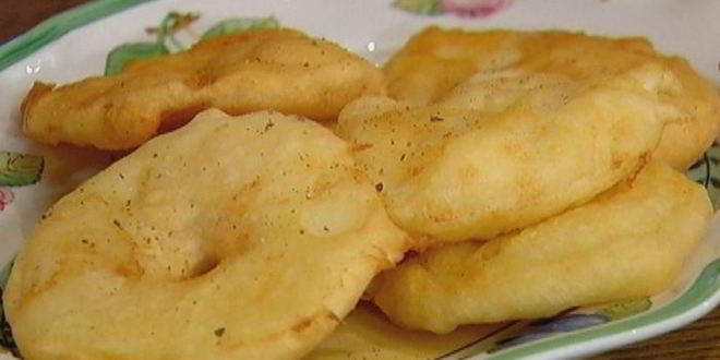 Рецепт яблочных колец в кляре