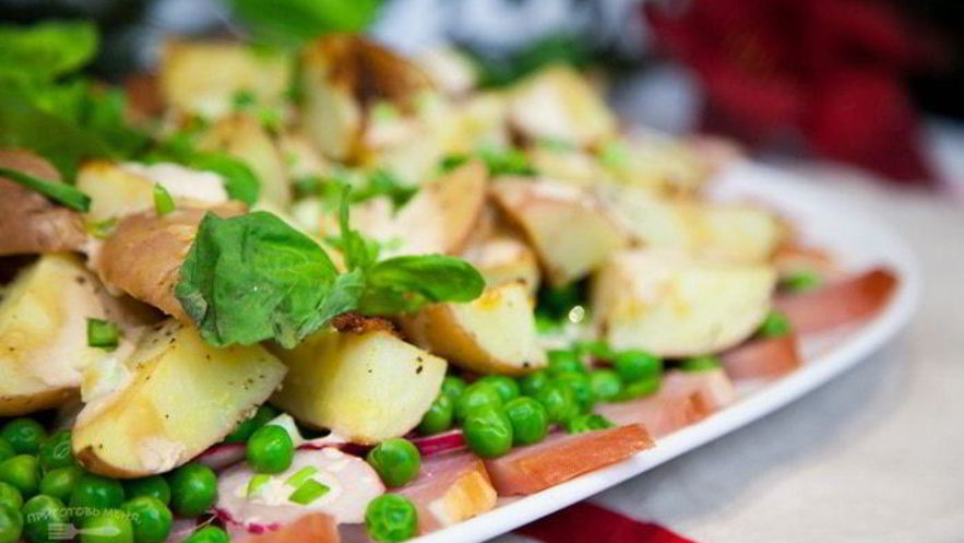 Рецепт картофеля с горошком и ветчиной