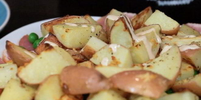 Рецепт картофеля с горошком и ветчиной