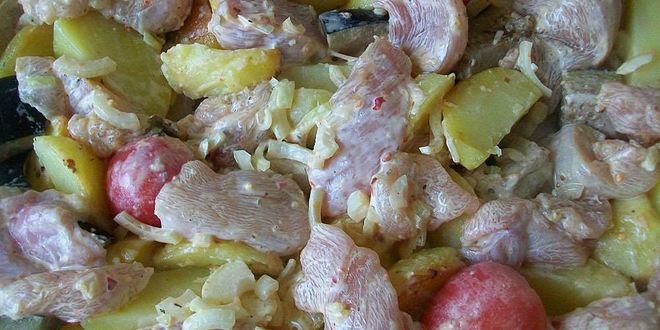 Рецепт картофеля с курицей и овощами