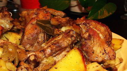 Рецепт Картофеля с курицей в духовке