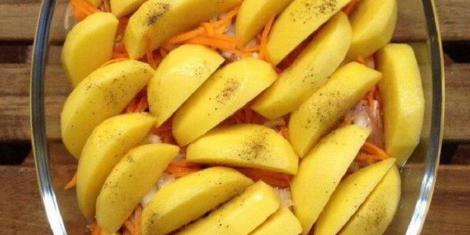 Рецепт картофеля с курицей в духовке