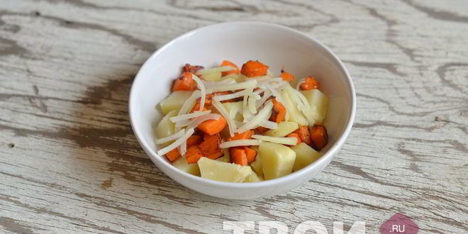 Рецепт картофеля с тыквой под сырным соусом