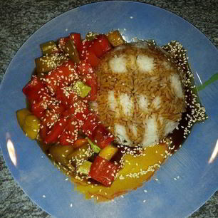 Рецепт Постного риса с овощами под соусом терияки