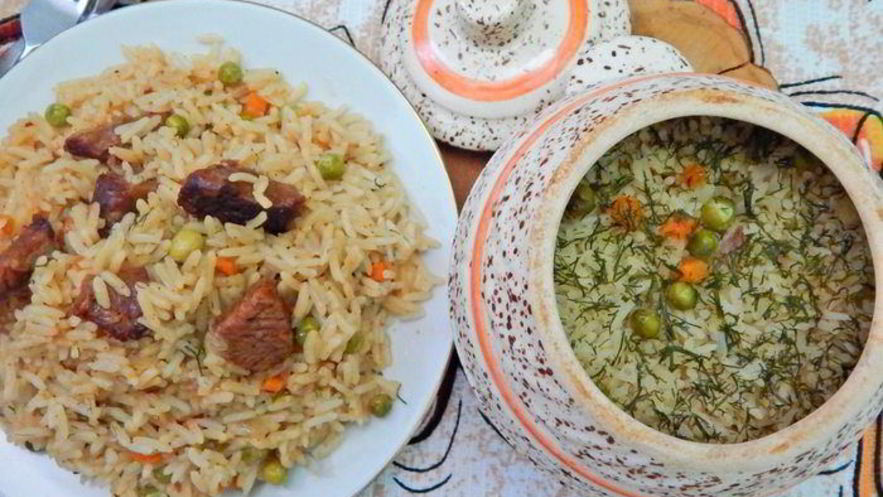 Рецепт риса с говядиной в горшочках