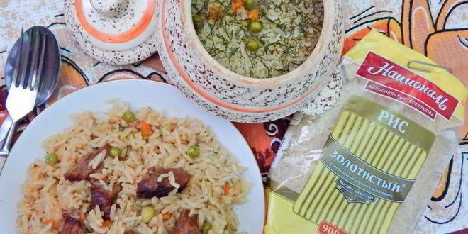 Рецепт риса с говядиной в горшочках