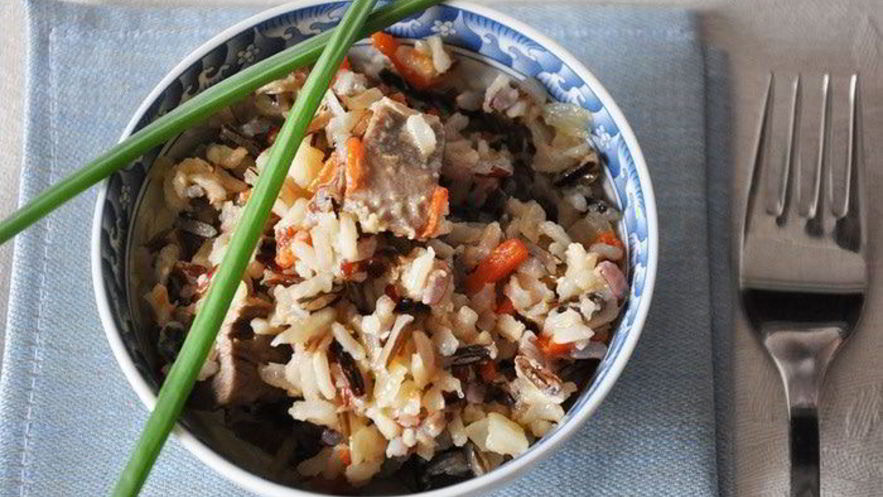 Рецепт трехцветного риса с уткой