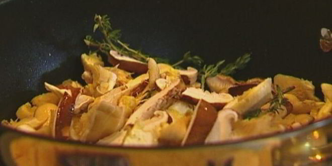 Рецепт экзотического риса с курицей, шиитаке и вешенками