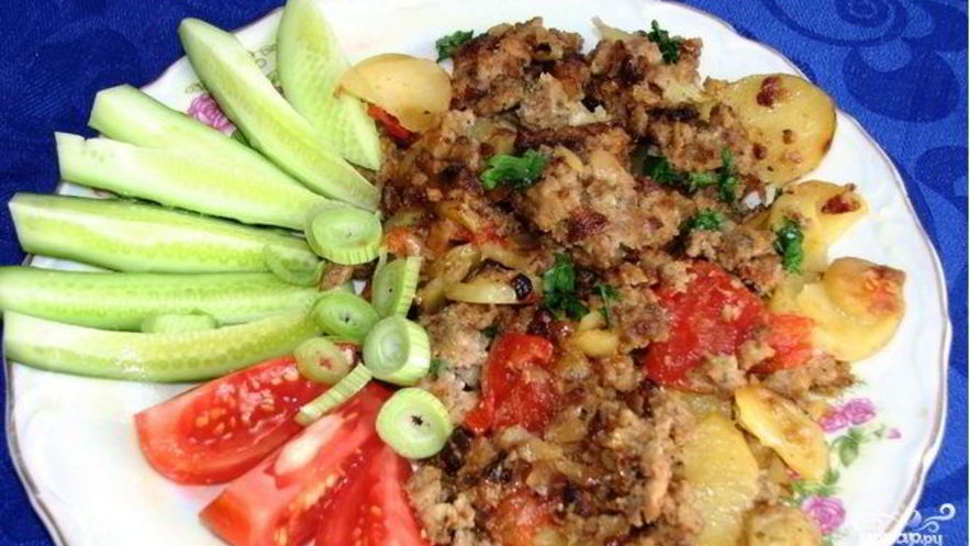 Рецепт жареной картошки с фаршем