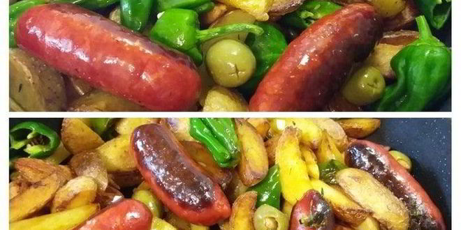 Рецепт жареной картошки с колбасками по-андалузски