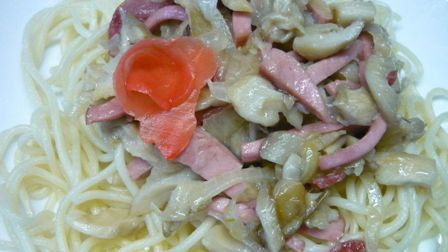 Рецепт грибов, жаренных с колбасой