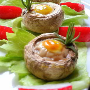 Рецепт Шампиньонов, фаршированных перепелиными яйцами