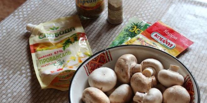 Рецепт шампиньонов на мангале