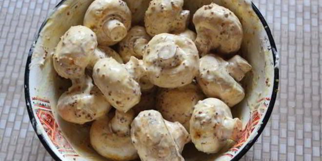 Рецепт шампиньонов на мангале