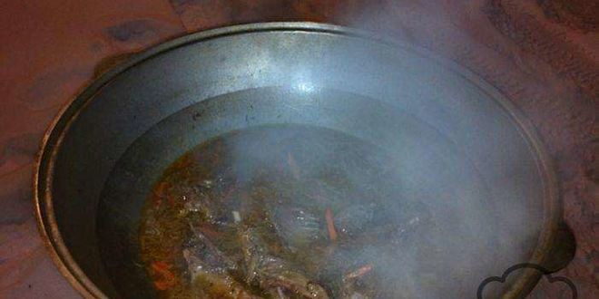 Рецепт гуляша из гуся в казане на природе