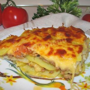 Рецепт Картофельной лазанья с фаршем в духовке
