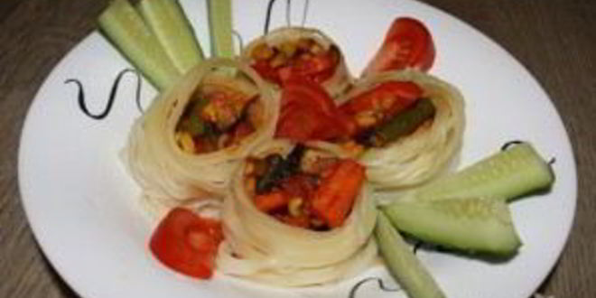 Рецепт гнезд, фаршированных овощами