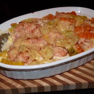 Рецепт Гратен из макарон и копченого лосося