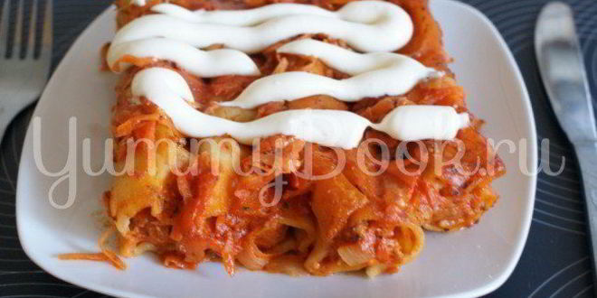 Рецепт каннеллонь с фаршем в томатном соусе