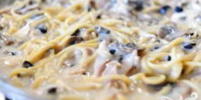 Рецепт кассероли из курицы, спагетти и грибов