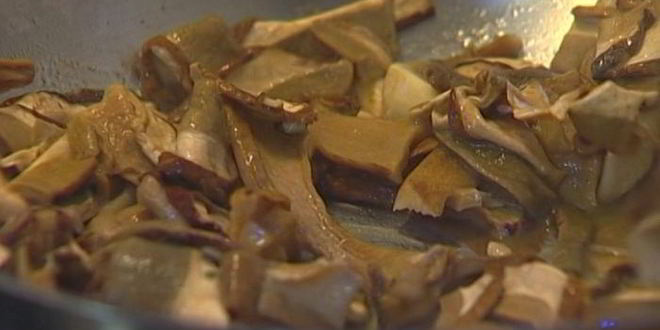 Рецепт макарон с пореем и грибами