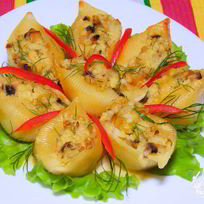 Рецепт Ракушек, фаршированных пшенной кашей и грибами