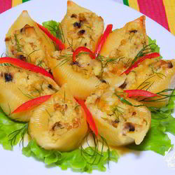 Рецепт Ракушек, фаршированных пшенной кашей и грибами