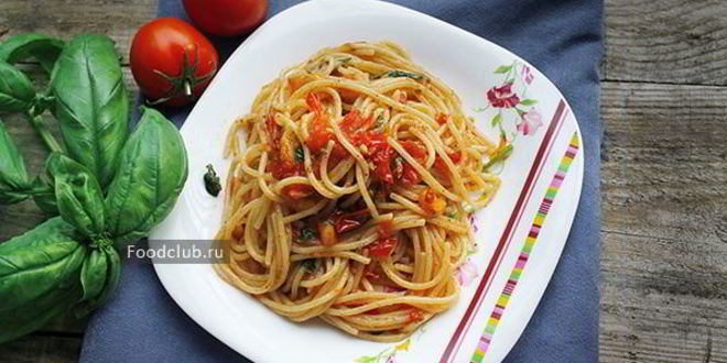 Рецепт спагетти с томатами и базиликом