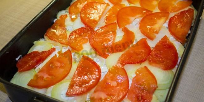 Рецепт мяса свинины по-французски с помидорами картошкой сыром