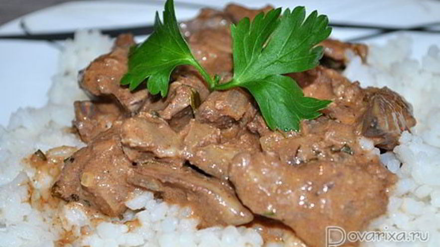 Рецепт бефстроганова из куриной печени