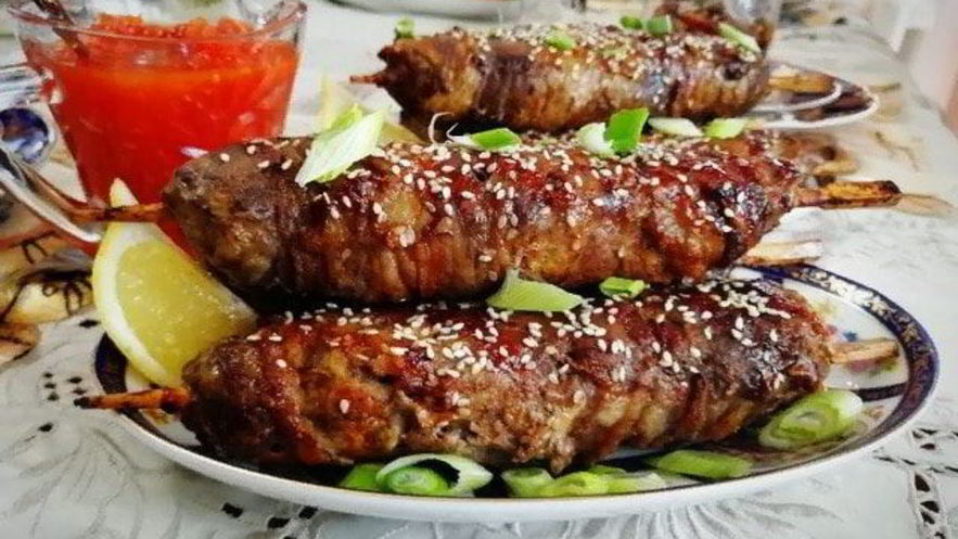 Рецепт кебаба из индейки в беконе