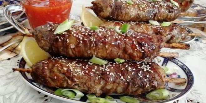 Рецепт кебаба из индейки в беконе