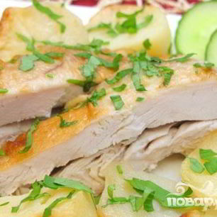 Рецепт Курицы с картофелем, запеченная в рукаве