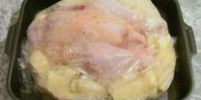 Рецепт курицы с картофелем, запеченная в рукаве