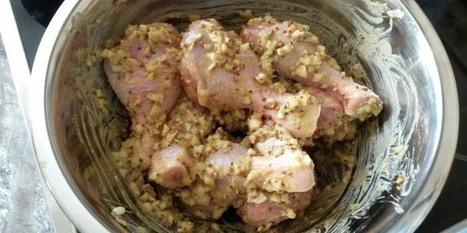 Рецепт курицы в горчичном маринаде с овощами