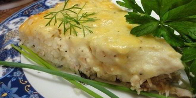 Рецепт курицы, запеченной с рисом и сыром