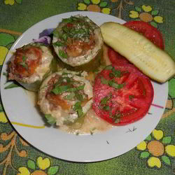 Рецепт Фаршированных кабачков, запеченных в духовке