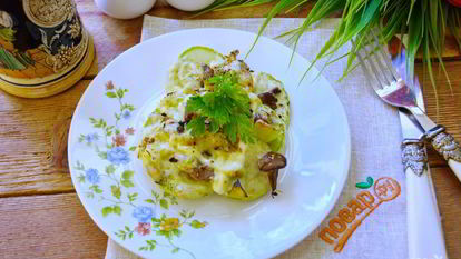 Рецепт Кабачков с лисичками в духовке