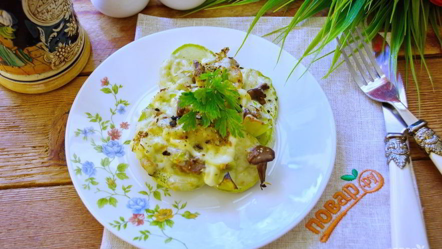 Рецепт кабачков с лисичками в духовке