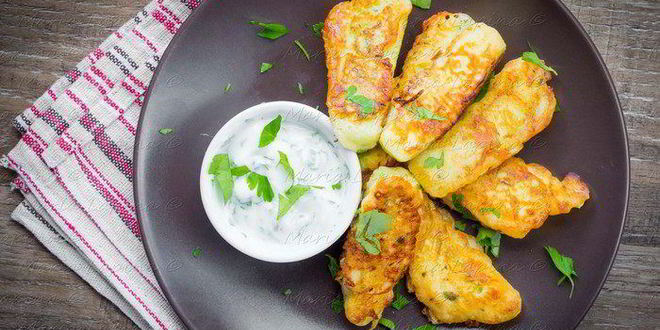 Рецепт кабачков в йогуртовом кляре с сыром