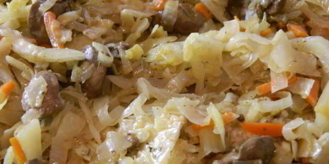 Рецепт капусты с печенью и сыром