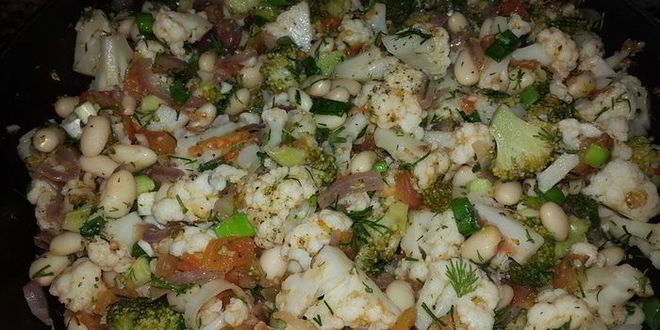 Рецепт цветной капусты и брокколи, запеченные с белой фасолью