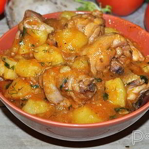 Рецепт Тушеного картофеля с курицей
